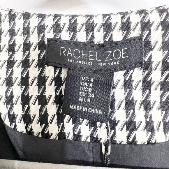 Rachel Zoe Dress Women 4 Houndstooth Double Breasted Sleeveless gold buttons New - Picture 8 of 8
